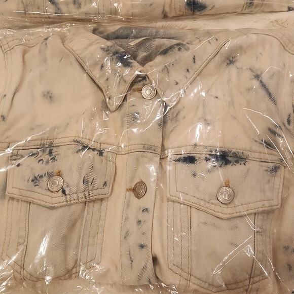 Free People Denim Jacket In Jones Tie Dye size L - Picture 10 of 11